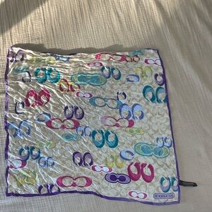 Coach Multicolor Patterned Scarf. 100% silk. 20”x20”